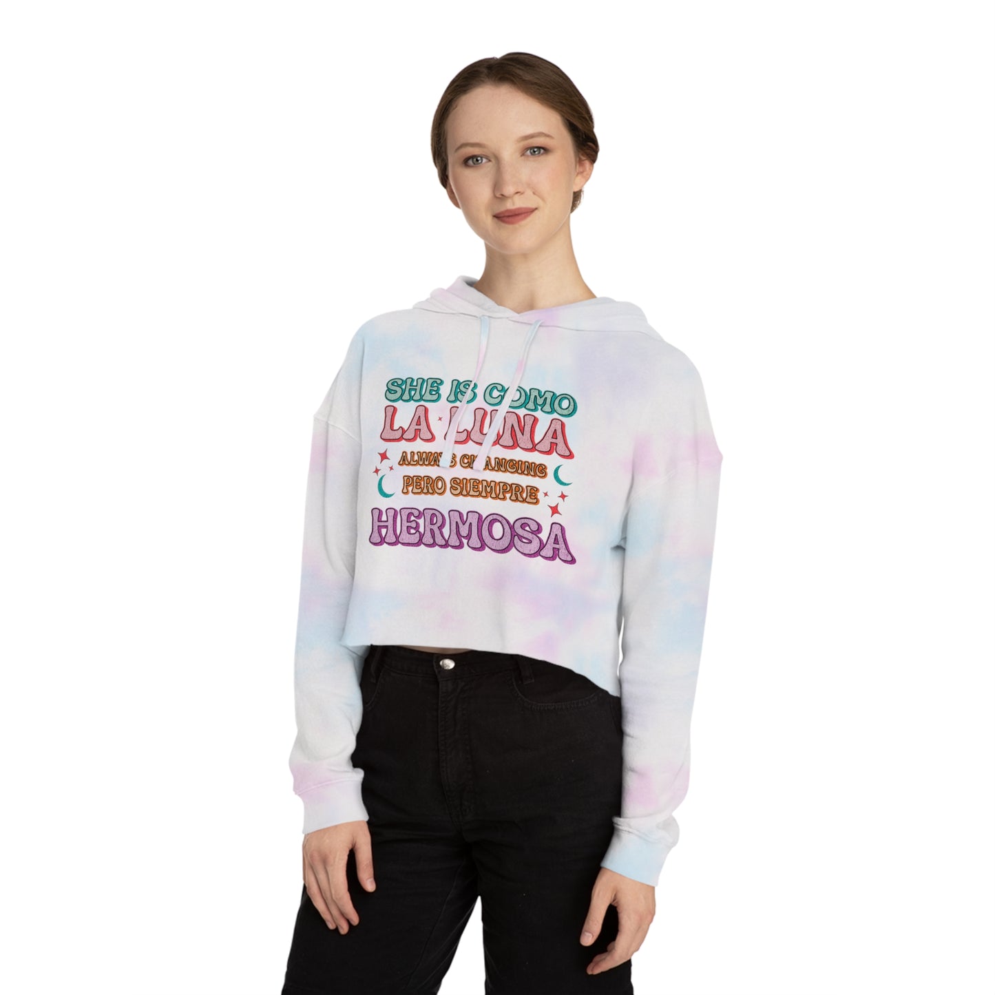 She is Como La Luna Cropped Hoodie