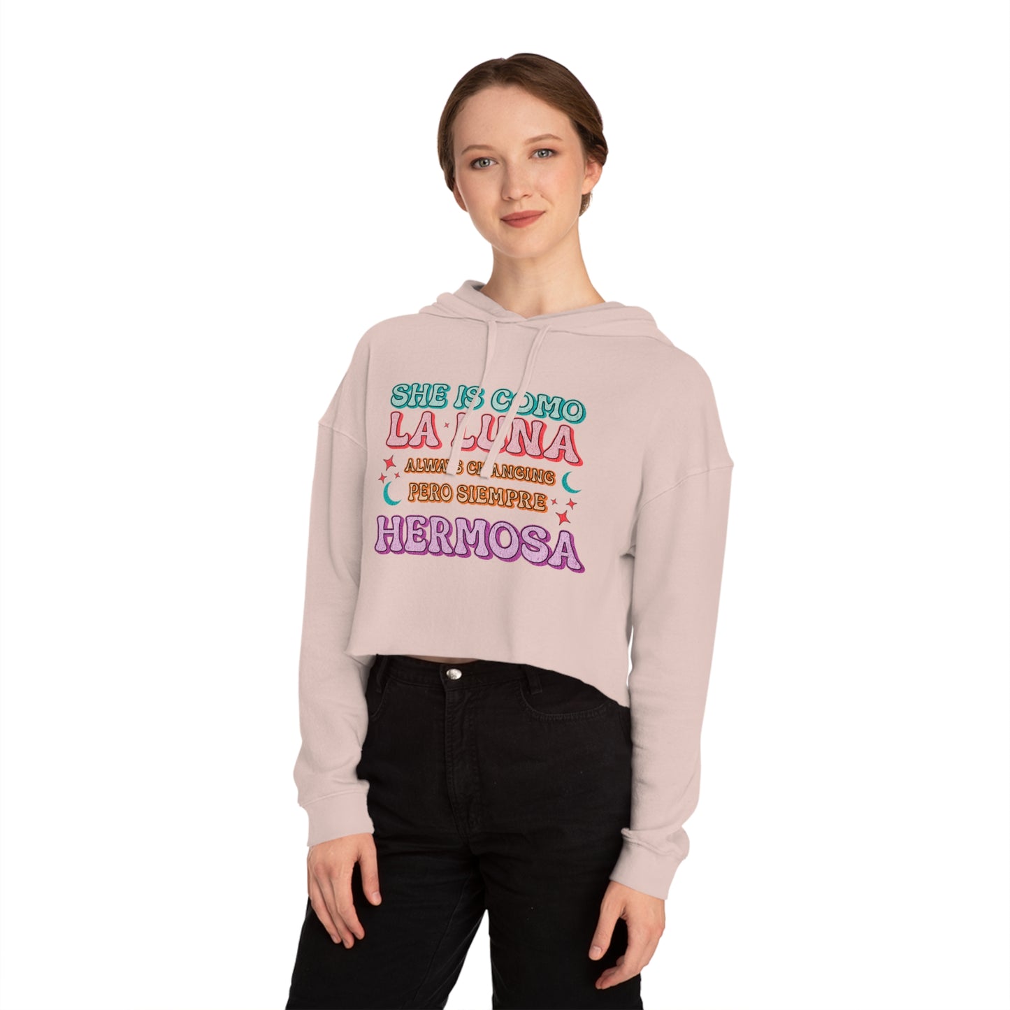 She is Como La Luna Cropped Hoodie