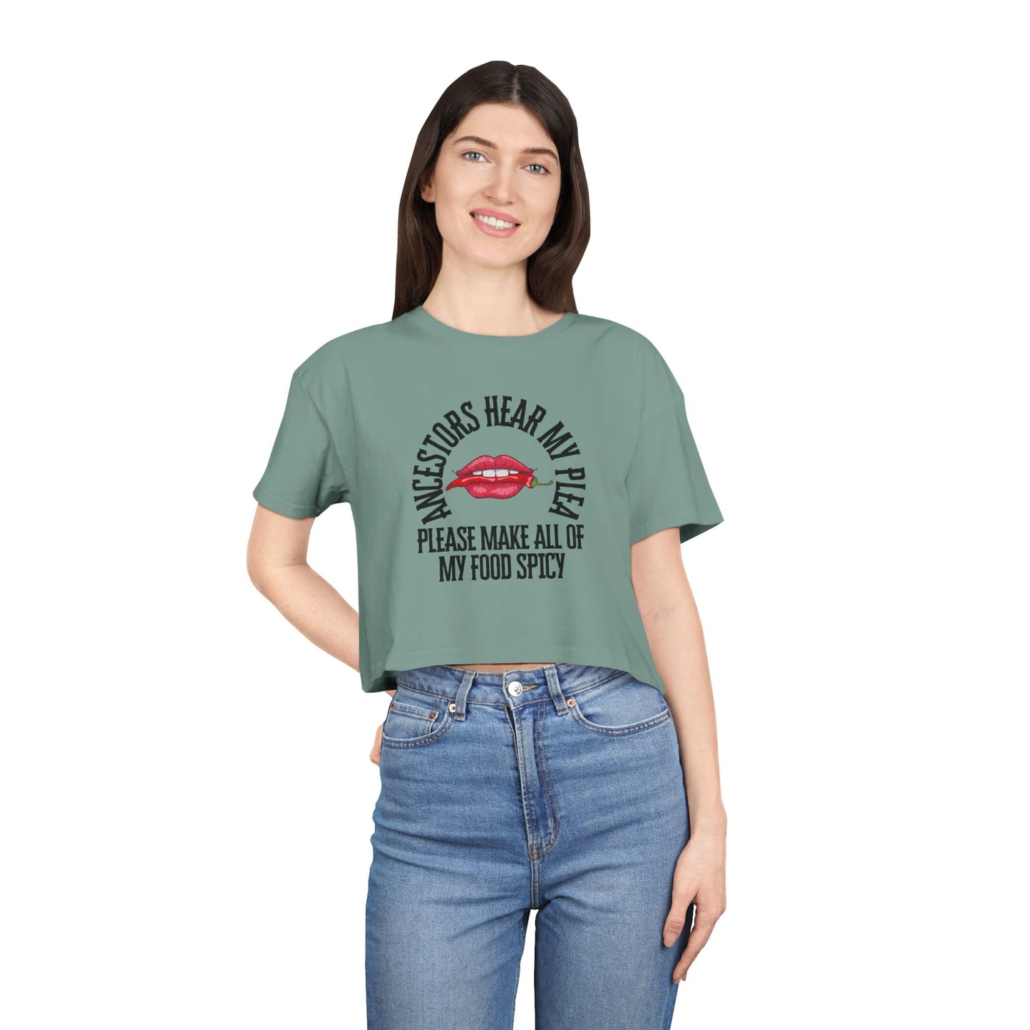 Ancestors Hear My Plea Spicy Cropped Tee