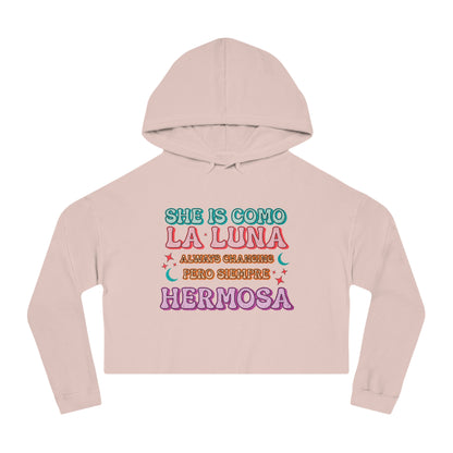 She is Como La Luna Cropped Hoodie
